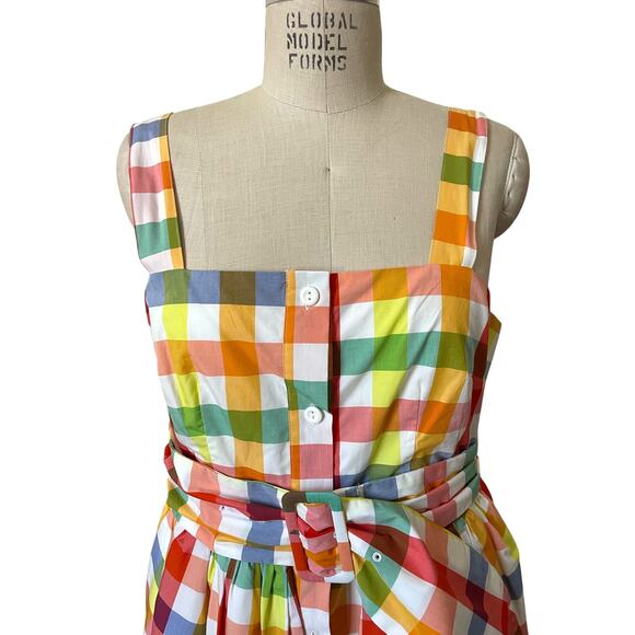 Christopher John Rogers x Target Multicolor Check Gingham Midi Dress Size 12 - Picture 5 of 8